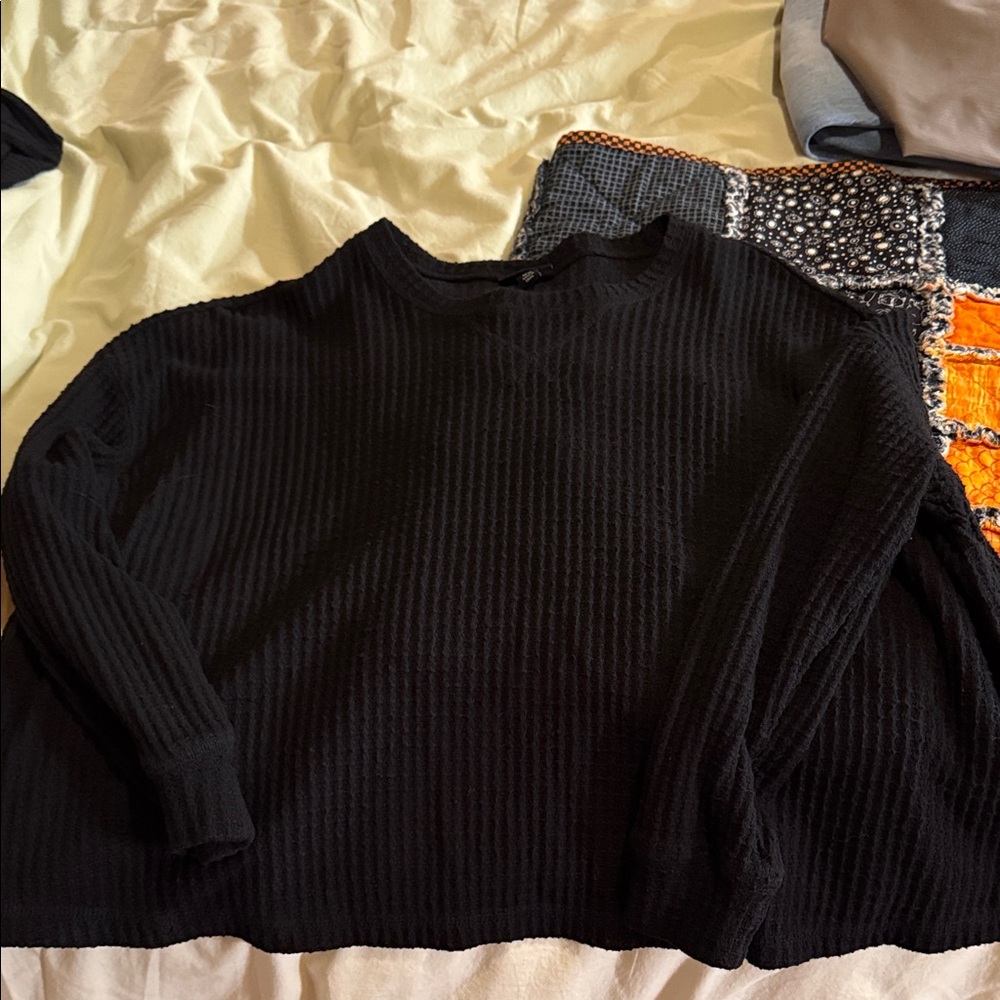 Torrid Black Textured Knit Top